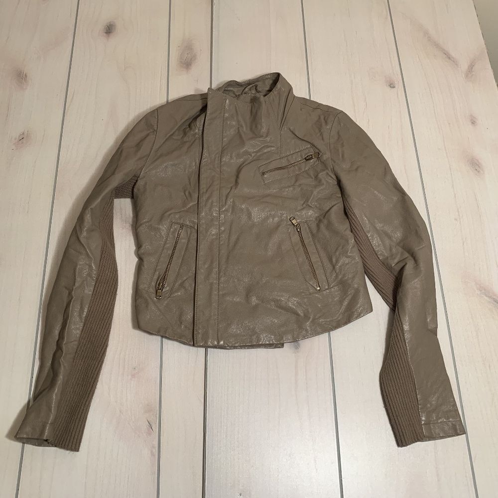 womens S RD Style brown leather jacket